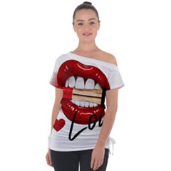 Adobe Express 20220717 1721280 9235749027681339 Fashion-printed-clothing-accessories (1) Off Shoulder Tie-up T-shirt