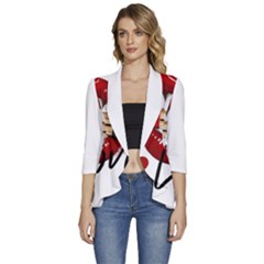 Adobe Express 20220717 1721280 9235749027681339 Fashion-printed-clothing-accessories (1) Women s 3/4 Sleeve Ruffle Edge Open Front Jacket by sunkissedallure