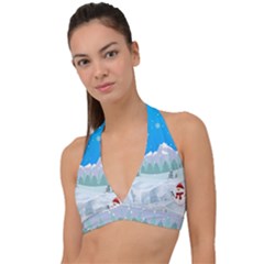 Snowman Orest Snowflakes Halter Plunge Bikini Top by Hannah976