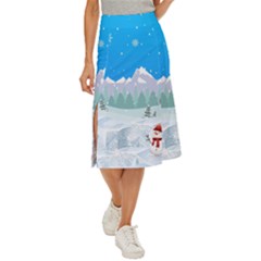 Snowman Orest Snowflakes Midi Panel Skirt by Hannah976