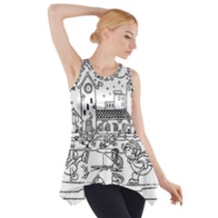 Colouring Page Winter City Skating Side Drop Tank Tunic by Hannah976