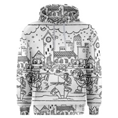 Colouring Page Winter City Skating Men s Overhead Hoodie