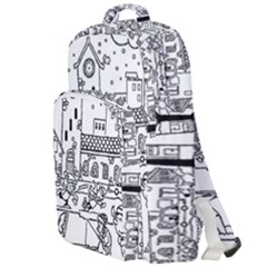 Colouring Page Winter City Skating Double Compartment Backpack