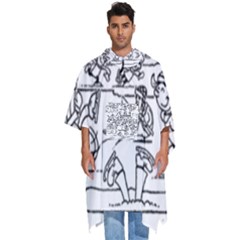 Colouring Page Winter City Skating Men s Hooded Rain Ponchos