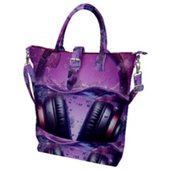 Headphones Sound Audio Music Radio Buckle Top Tote Bag by Hannah976