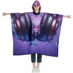 Headphones Sound Audio Music Radio Women s Hooded Rain Ponchos by Hannah976