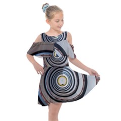 Spiral Staircase Stairs Stairwell Kids  Shoulder Cutout Chiffon Dress