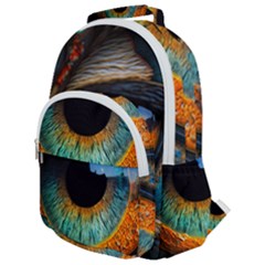 Eye Bird Feathers Vibrant Rounded Multi Pocket Backpack by Hannah976