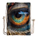 Eye Bird Feathers Vibrant Drawstring Bag (Large) View1