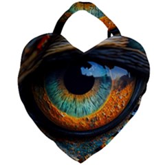 Eye Bird Feathers Vibrant Giant Heart Shaped Tote by Hannah976