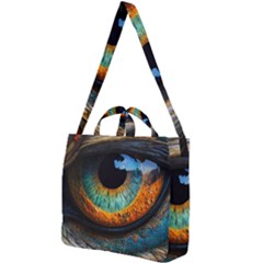 Eye Bird Feathers Vibrant Square Shoulder Tote Bag by Hannah976