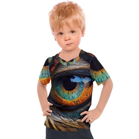 Eye Bird Feathers Vibrant Kids  Sports T-shirt by Hannah976