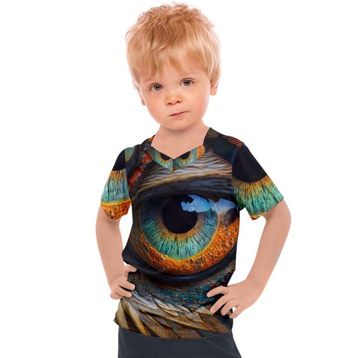 Eye Bird Feathers Vibrant Kids  Sports T-Shirt