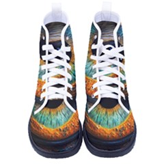 Eye Bird Feathers Vibrant Men s High-top Canvas Sneakers by Hannah976