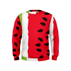 Watermelon Black Green Melon Red Kids  Sweatshirt by Cemarart