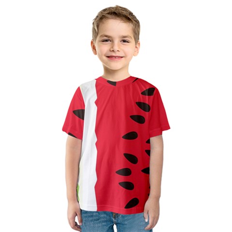 Watermelon Black Green Melon Red Kids  Sport Mesh T-shirt by Cemarart