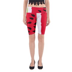 Watermelon Black Green Melon Red Yoga Cropped Leggings by Cemarart