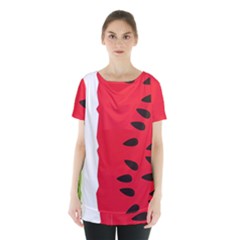 Watermelon Black Green Melon Red Skirt Hem Sports Top by Cemarart