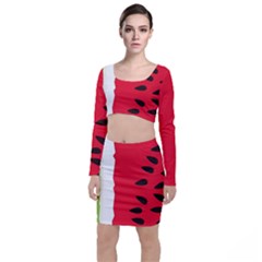 Watermelon Black Green Melon Red Top And Skirt Sets by Cemarart