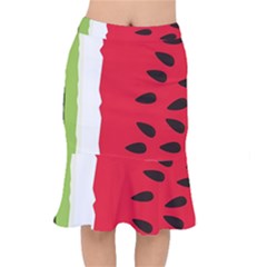 Watermelon Black Green Melon Red Short Mermaid Skirt by Cemarart