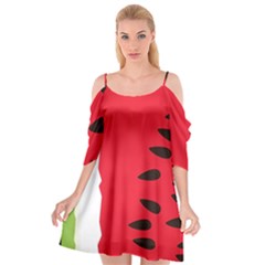 Watermelon Black Green Melon Red Cutout Spaghetti Strap Chiffon Dress by Cemarart