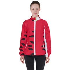 Watermelon Black Green Melon Red Women s High Neck Windbreaker by Cemarart