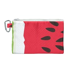 Watermelon Black Green Melon Red Canvas Cosmetic Bag (medium) by Cemarart