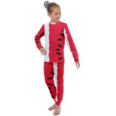 Watermelon Black Green Melon Red Kids  Long Sleeve Set  by Cemarart