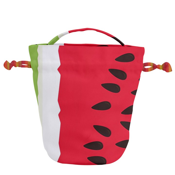 Watermelon Black Green Melon Red Drawstring Bucket Bag