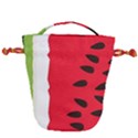 Watermelon Black Green Melon Red Drawstring Bucket Bag View2