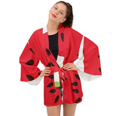 Watermelon Black Green Melon Red Long Sleeve Kimono by Cemarart