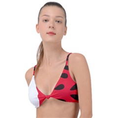 Watermelon Black Green Melon Red Knot Up Bikini Top by Cemarart