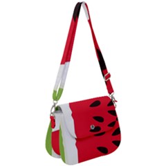 Watermelon Black Green Melon Red Saddle Handbag by Cemarart