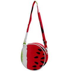 Watermelon Black Green Melon Red Crossbody Circle Bag by Cemarart