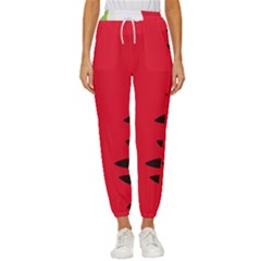 Watermelon Black Green Melon Red Women s Cropped Drawstring Pants by Cemarart