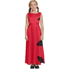 Watermelon Black Green Melon Red Kids  Satin Sleeveless Maxi Dress by Cemarart