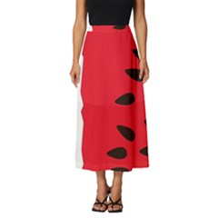 Watermelon Black Green Melon Red Classic Midi Chiffon Skirt by Cemarart