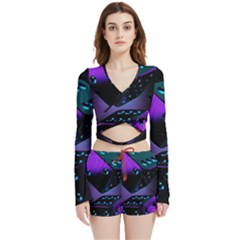 3d Love Ludo Game Velvet Wrap Crop Top And Shorts Set by Cemarart