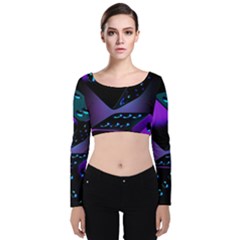 3d Love Ludo Game Velvet Long Sleeve Crop Top by Cemarart