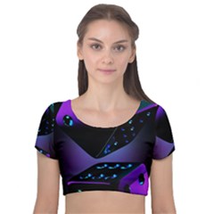 3d Love Ludo Game Velvet Short Sleeve Crop Top  by Cemarart