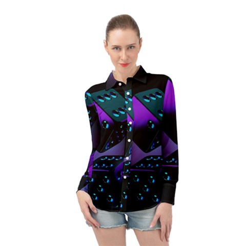 3d Love Ludo Game Long Sleeve Chiffon Shirt by Cemarart