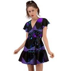 3d Love Ludo Game Flutter Sleeve Wrap Dress by Cemarart