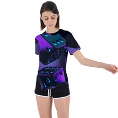 3d Love Ludo Game Asymmetrical Short Sleeve Sports T-shirt by Cemarart