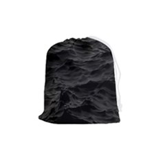 Black Sea Minimalist Dark Aesthetics Vaporwave Drawstring Pouch (medium) by Cemarart