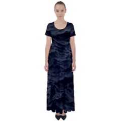 Black Sea Minimalist Dark Aesthetics Vaporwave High Waist Short Sleeve Maxi Dress by Cemarart