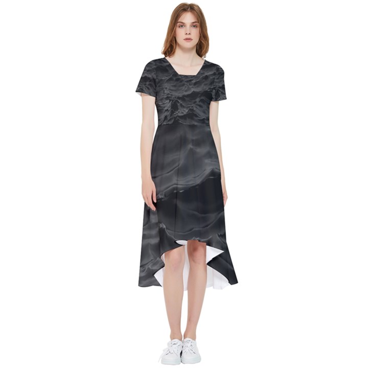 Black Sea Minimalist Dark Aesthetics Vaporwave High Low Boho Dress