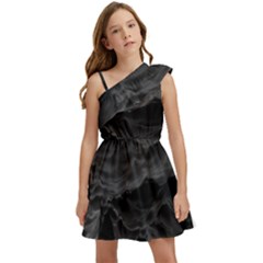 Black Sea Minimalist Dark Aesthetics Vaporwave Kids  One Shoulder Party Dress by Cemarart