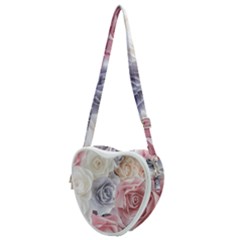 Pastel Rose Flower Blue Pink White Heart Shoulder Bag by Cemarart