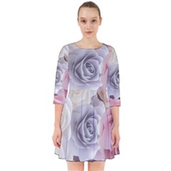 Pastel Rose Flower Blue Pink White Smock Dress by Cemarart