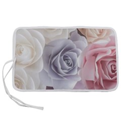 Pastel Rose Flower Blue Pink White Pen Storage Case (m) by Cemarart